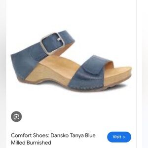 Dansko Tanya Blue Milled Burnished Sandals